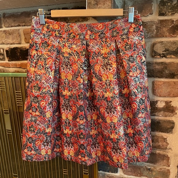 Anthropologie Maeve Rosia Metallic Floral Skirt M - Picture 1 of 4